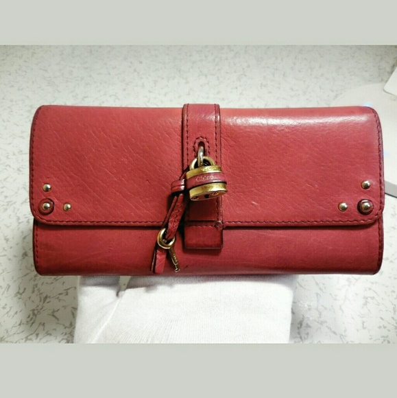 Chloe Handbags - Auth Chloe long leather wallet coral